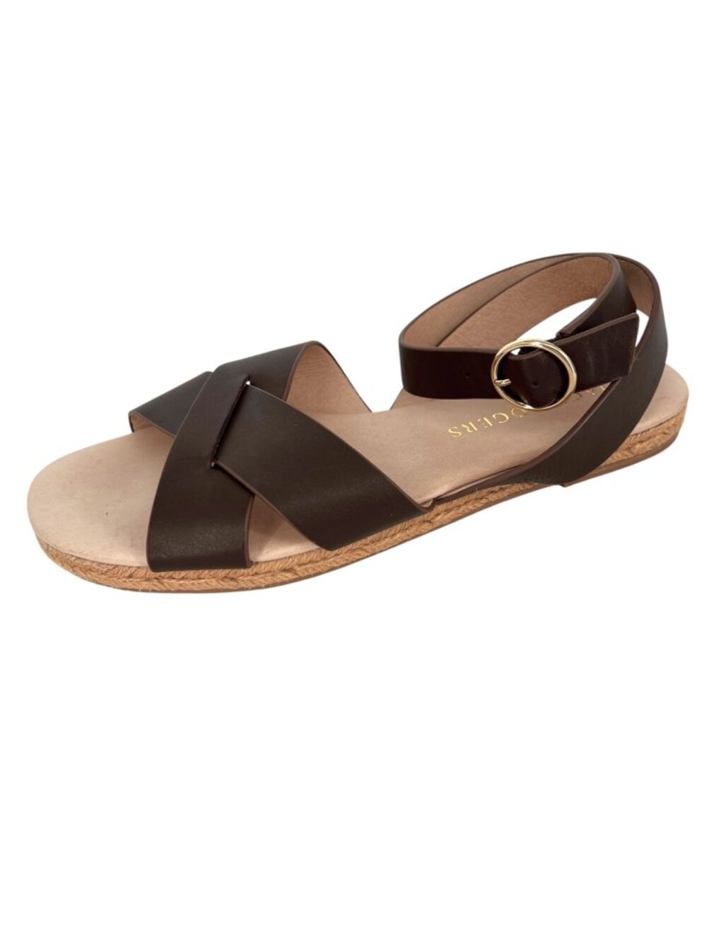 Jack Rogers Sloan Brown Leather Crisscross Espadrille Ankle Wrap Sandals Size 9